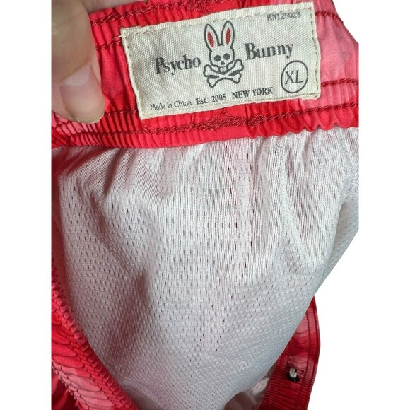 Psycho Bunny Mens XL Swim Trunks Red Geometric Print Lined Board Shorts Beach - Picture 12 of 13